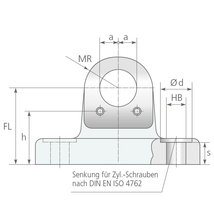 Schwenkzapfen Lagerbock TB-12, ISO 8132